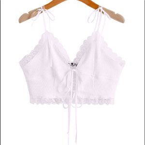 White lace tie- together blouse